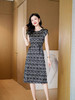 丁摩 夏季圆领时尚印花气质优雅真丝短袖连衣裙系带简约裙子5ZF-23062 商品缩略图5