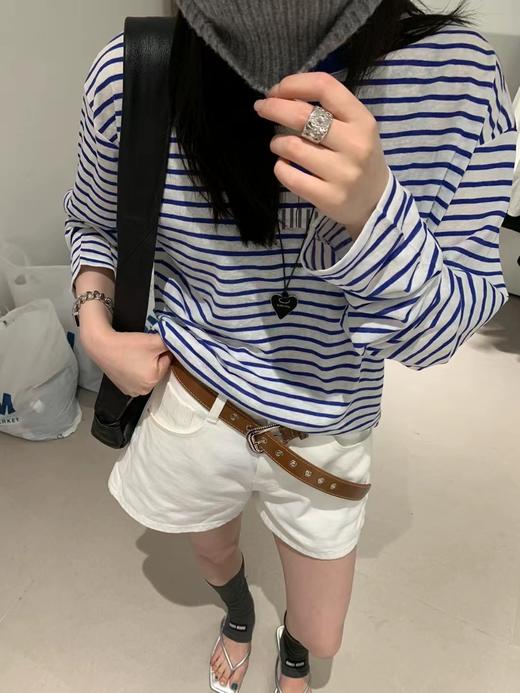 韩国订单气球腊肠狗条纹长袖T 商品图12