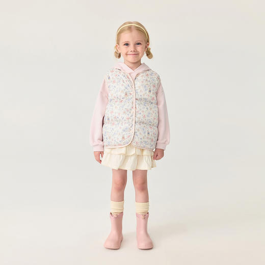 [校服神器]马克珍妮女童田园小兔双面穿轻羽绒马甲秋冬新款551705 商品图2