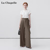 天猫同步【版型赞！垂感显瘦】拉夏贝尔/La Chapelle交叉系带双扣阔腿裤女高腰压褶通勤时尚高级感休闲裤 商品缩略图4