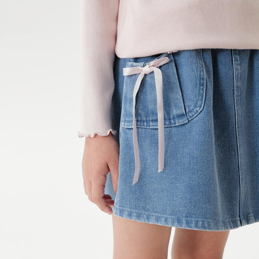 马克珍妮女童甜美蝴蝶结牛仔半身裙儿童短裙2025年秋装新款551387 商品图3