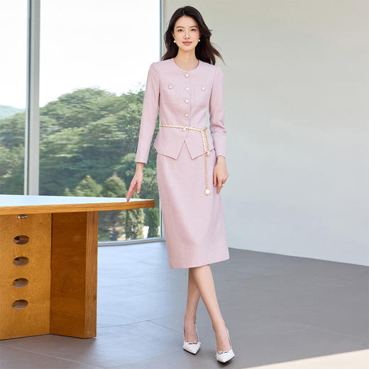 IWY/法式名媛粉色西装套裙女秋季长袖珠宝设计师工作服正装WCS117 商品图6