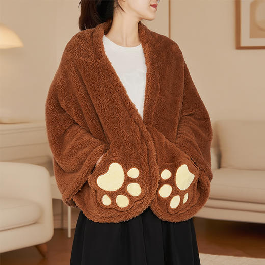 大英博物馆巴斯特系列毛绒披肩毛毯午睡毯-驼色 商品图1