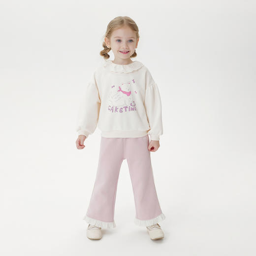 马克珍妮女童花边蝴蝶结柔软微喇裤2025年秋装新款551319 商品图3