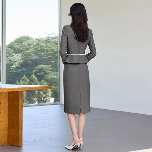 IWY/气质名媛灰色西装套裙女秋季新款高级感圆领小香风职业套装WCS117 商品图6