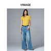 VIMAGE纬漫纪翻领短袖百搭复古正肩polo领女T恤上衣2025夏季新款V2301935 商品缩略图0
