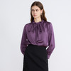 【紫色缎面衬衫】EITIE爱特爱气质抽绳木耳领直筒显瘦2025秋新款上衣C2513826 商品缩略图3