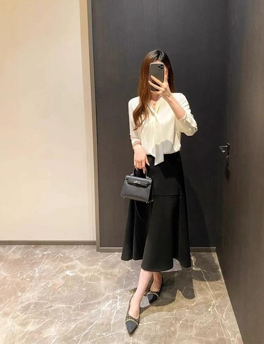 MAX同款高端法式赫本风莫代尔半裙高腰A字荷叶摆半裙 商品图3