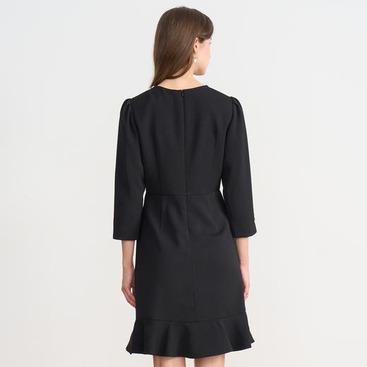 EITIE爱特爱千金气质钉珠圆领小香风鱼尾黑色2025秋季新款连衣裙C2507826 商品图4