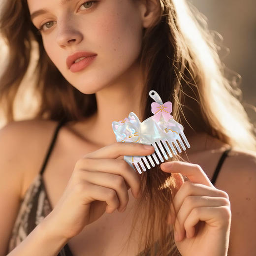 EVER THAMES 2025新款时尚可爱造型加厚醋酸板材小猫梳 商品图2