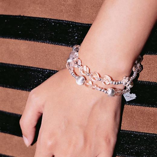 【夏季新款】alodia.co 品牌直发 月影凝霜雕刻珠白水晶手链 925银设计款天然水晶手串小众弹力绳 商品图1