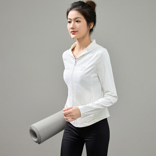 百媚生 修身瑜伽运动防晒衣女显瘦百搭户外连帽皮肤衣外套6020 商品图1
