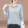 百媚生 95棉翻领条纹女士长袖T恤850 商品缩略图1