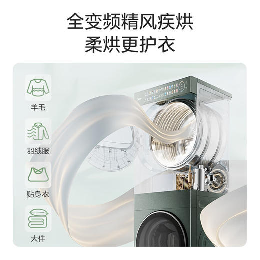 美的洗烘套装MGH20A(洗)-G+MGH20L7(护) 10KG滚筒洗衣机+热泵烘干机 全变频【清风明月2.0洗烘塔】 商品图3
