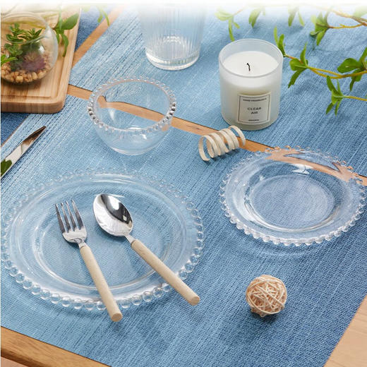  珠边玻璃碗盘甜品冰淇淋雪糕碗糖水点心沙拉碗玻璃杯 商品图0