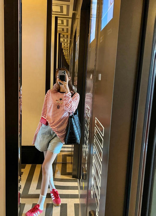 韩国订单气球腊肠狗条纹长袖T 商品图7