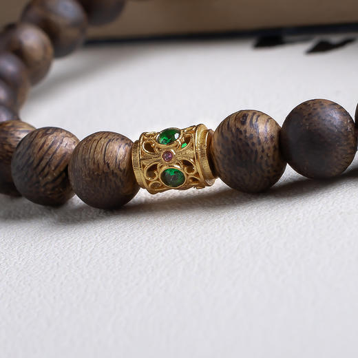 xy0513沉香+碧玉南红并蒂莲手串 商品图5