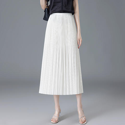 丁摩 细褶显瘦气质百褶半身裙女夏季a字大摆裙通勤韩版中长裙5ZF-8111 商品图1