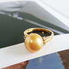 【天然正品】AU750黄金镶钻镶天然近完美约11.5MM浓金色南洋海水金珠戒指戒圈：17号（戒圈可改）女士现售价：3880！060825XY11 商品缩略图3