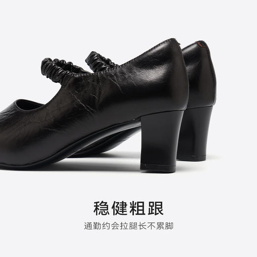 【精选牛皮】星期六复古褶皱感粗跟玛丽珍SSD3111059 商品图12