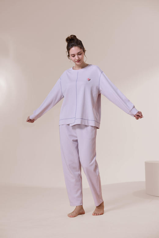 【第二件 0 元｜ 满2件 5 折】【秀黛】女圆领长袖套装女士棉质春秋睡衣家居服S3551005T【门店同款】 商品图6