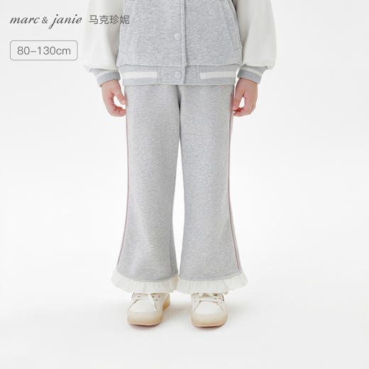 马克珍妮女童花边蝴蝶结柔软微喇裤2025年秋装新款551319 商品图0