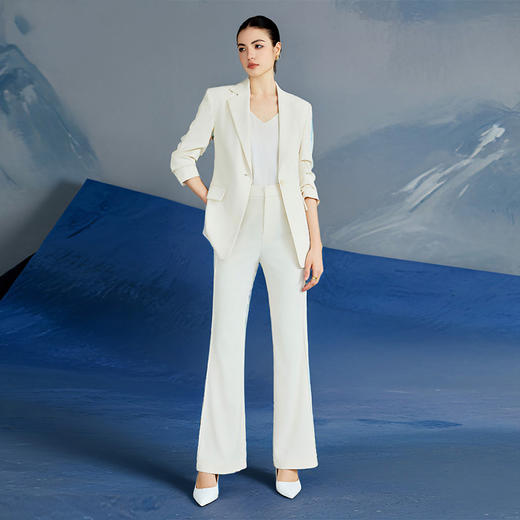IWY/时尚白色七分袖西装套装女气质休闲宽松阔腿裤职业套装CP2231 商品图1