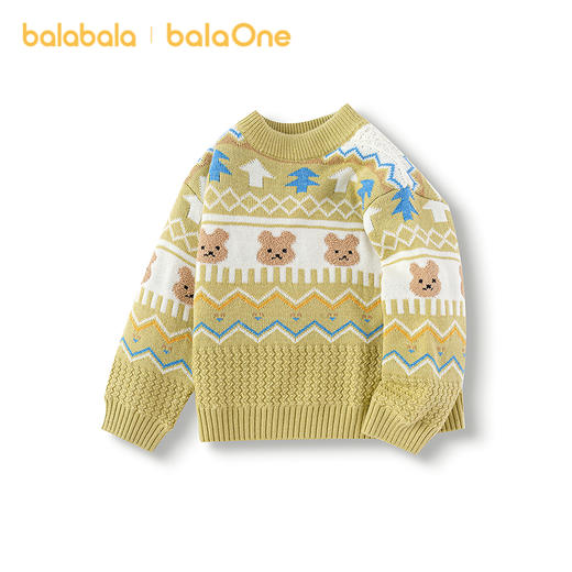 巴拉巴拉童装儿童毛衫男童秋冬费尔岛提花针织衫内搭洋气萌趣上衣 商品图4