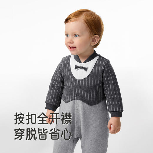 英氏婴儿衣服冬季假两件男童连身衣男宝礼服保暖衣服新款冬季男宝周岁哈衣 商品图1