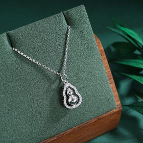 子佩集S925银【岁岁福禄】套链【FYL-1693101】纯银时尚双面锆石葫芦可转动项链2507