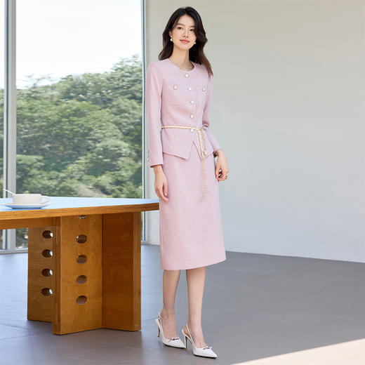 IWY/法式名媛粉色西装套裙女秋季长袖珠宝设计师工作服正装WCS117 商品图7
