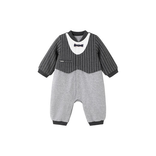 英氏婴儿衣服冬季假两件男童连身衣男宝礼服保暖衣服新款冬季男宝周岁哈衣 商品图4