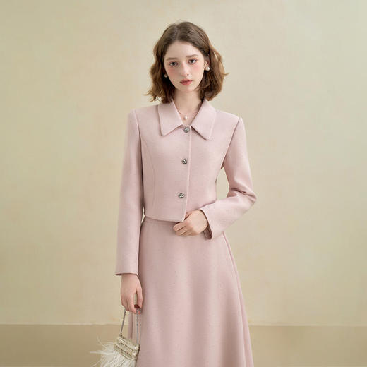 西遇法式烫钻名媛小香风套装女秋季长袖外套搭半身裙两件套V2951177/V2951176 商品图0