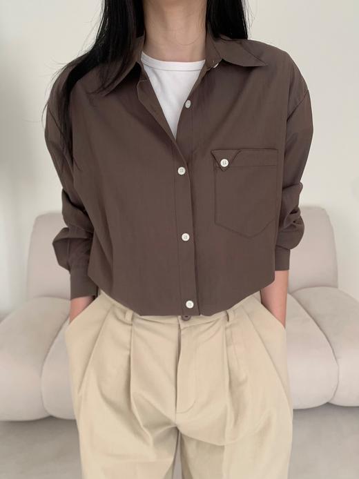 极简口袋休闲翻领长袖衬衫纪念日百货门店同款164593623 商品图1