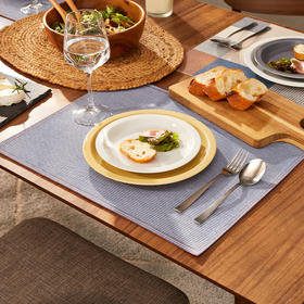 全棉餐垫简约条纹格纹桌垫家用吃饭餐桌纯棉隔热垫子