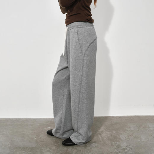 NUTH 可束脚直筒卫裤基础款宽松抽绳休闲裤女 花灰色/勃艮第红 商品图0