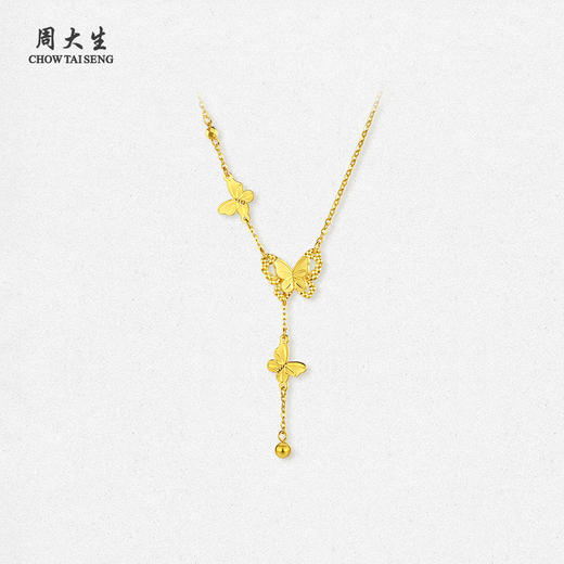 【特价秒杀】周大生黄金项链女足金5G流苏小仙蝶双层蝴蝶套链送女友礼物新款 商品图0