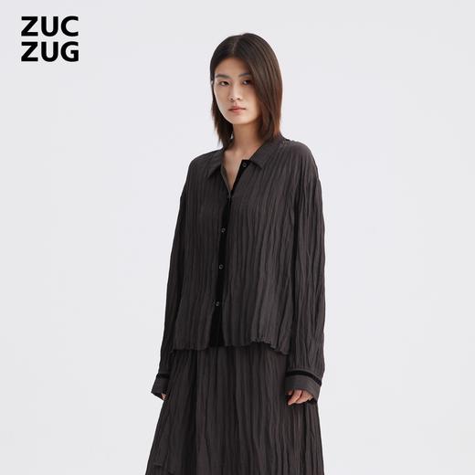 2楼素然竖条乱褶衬衫1350 商品图5