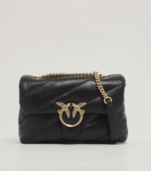 【新品现货超惠秒】Pinko Love Puff 女士绗缝真皮单肩包，黑金配色 商品图0