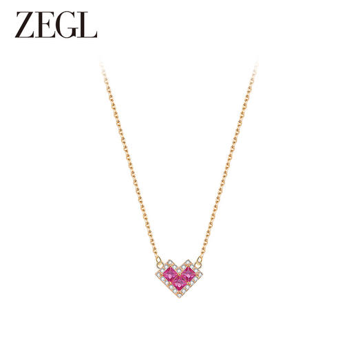 ZEGL法式红色爱心项链女轻奢小众高级感新款桃心春夏锁骨链配饰品 商品图0