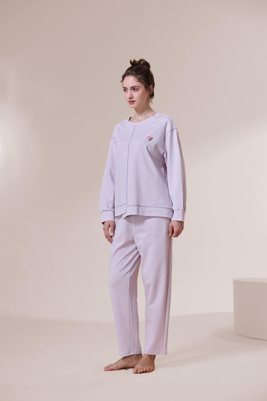 【第二件 0 元｜ 满2件 5 折】【秀黛】女圆领长袖套装女士棉质春秋睡衣家居服S3551005T【门店同款】 商品图5