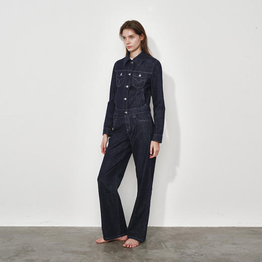 NUTH复古水洗做旧修身正肩短款牛仔外套女 商品图10