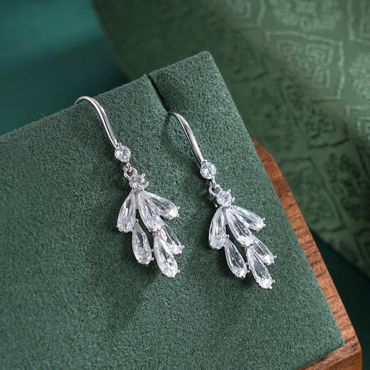 子佩集S925银【冰花淑叶】耳环【Z18589】纯银时尚玉兰花水滴2507 商品图1
