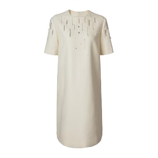 丁摩 “轻礼服”系列【真丝羊毛】流光纱重工钉珠短袖洋装连衣裙5ZF-92465 商品图5