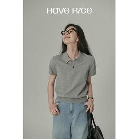 HAVERICE饭馆 知识分子 2025新款经典2.0复古莱赛尔天丝短袖t恤POLO衫女