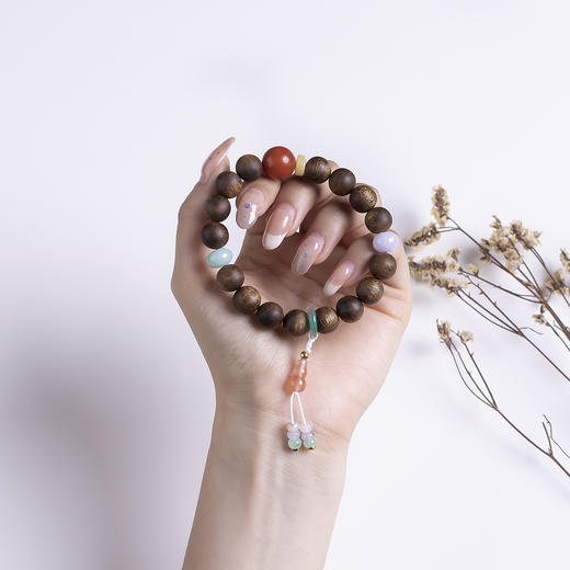 xy0516沉香+南红翡翠手持手串 商品图7