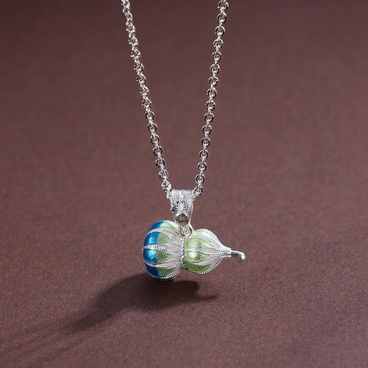 子佩集S990银【彩韵葫芦】套链【MXTL031】纯银花丝珐琅彩项链2507 商品图5