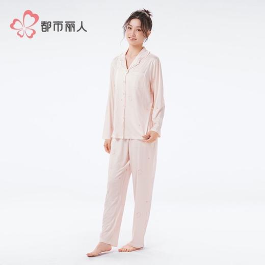 都市丽人女装仿棉磨毛牛奶丝睡衣女士家居服长袖长裤牛奶丝套装LH 商品图2