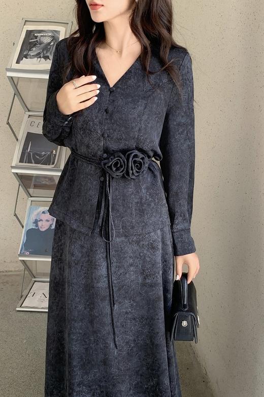 Le Malene 知性优雅印花系带套装裙 20974 商品图2