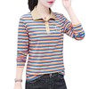 百媚生 95棉翻领条纹女士长袖T恤850 商品缩略图4